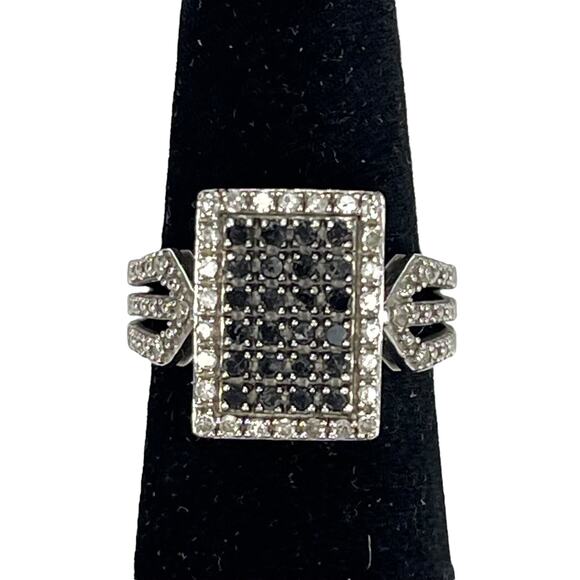 Beautiful 925 SILVER RING Black Gray Stones Size 5 - Picture 1 of 5